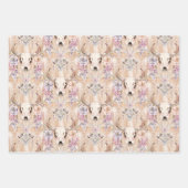 Pastelbloem Westerne Koe schedel Inpakpapier Vel (Voorkant)