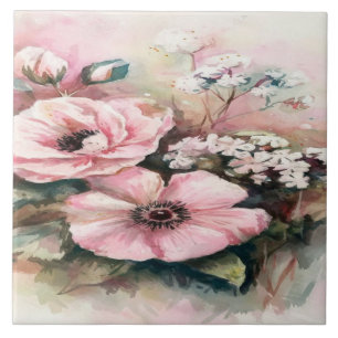 Pastelbloemblaadjes: een Waterverf bloemenmeesterw Tegeltje