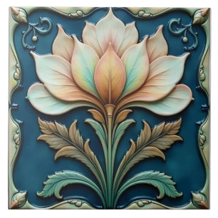 Pastelbloemblaadjes op Teal Tegeltje
