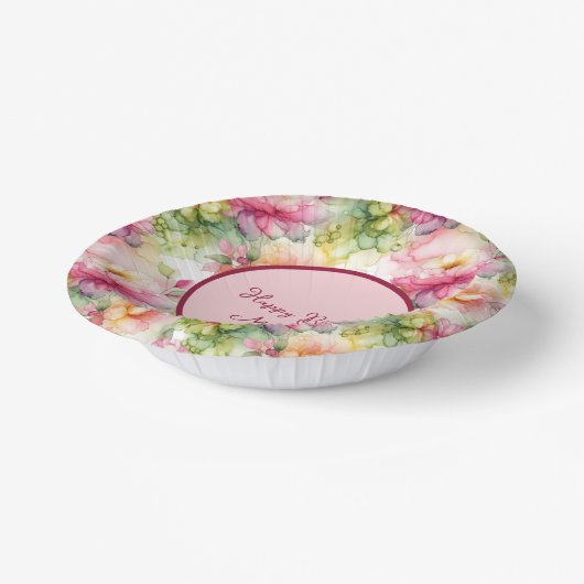 Pastelbloemen Alcohol Inkt Illustratie Aanpassen Papieren Kommen (Gebogen)