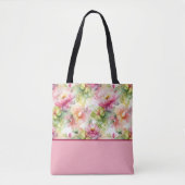 Pastelbloemen Alcoholinkt Kleurenblok Canvas tas (Voorkant)