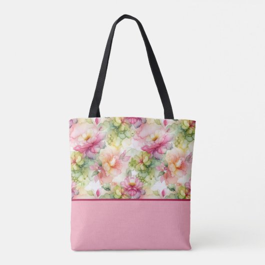 Pastelbloemen Alcoholinkt Kleurenblok Canvas tas (Achterkant)