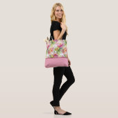 Pastelbloemen Alcoholinkt Kleurenblok Canvas tas (Op model)