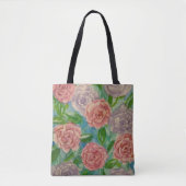 Pastelbloemen canvas tas (Voorkant)