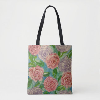 Pastelbloemen canvas tas