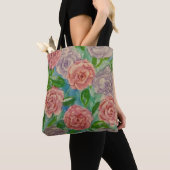 Pastelbloemen canvas tas (Dichtbij)