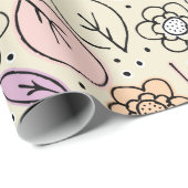 Pastelbloemen en bladeren cadeaupapier (Rol Hoek)