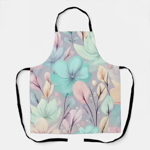 Pastelbloemen en bladeren op Paarse achtergrond Schort