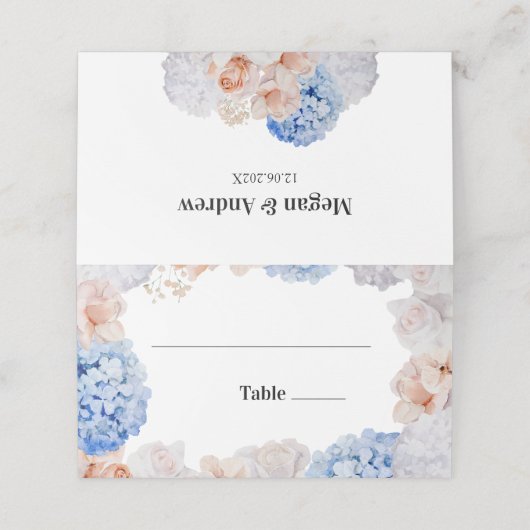 Pastelbloemen Hydrangea Plaatskaartje (Buitenkant ongevouwen)