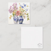 Pastelbloemen in Delftse vazen Flat Note Kaart Notitiekaartje (Voorkant / Achterkant)