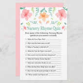 Pastelbloemen Nursery Rhyme Quiz baby shower game (Voorkant / Achterkant)