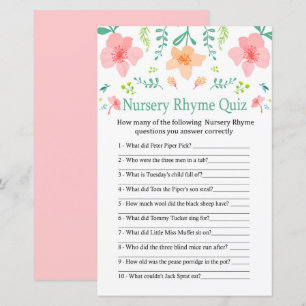 Pastelbloemen Nursery Rhyme Quiz baby shower game