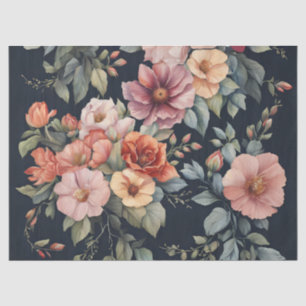 Pastelbloemen op donkere achtergrond decoupage tissuepapier