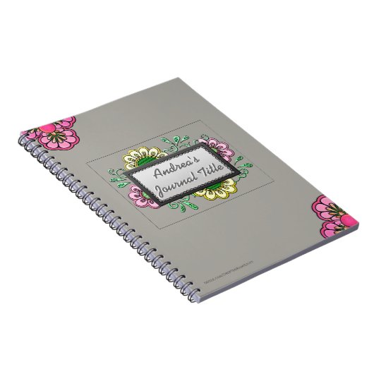 Pastelbloemen op zacht warm grijs (gepersonaliseer notitieboek (Rechterzijde)