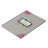 Pastelbloemen op zacht warm grijs (gepersonaliseer notitieboek (Linkerzijde)