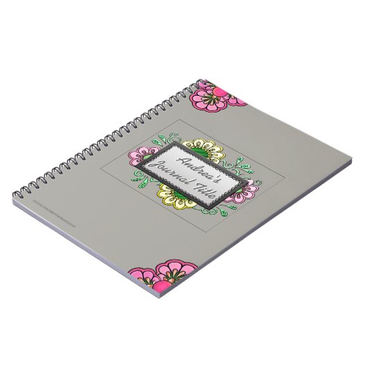 Pastelbloemen op zacht warm grijs (gepersonaliseer notitieboek (Linkerzijde)