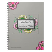 Pastelbloemen op zacht warm grijs (gepersonaliseer notitieboek (Voorkant)