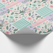 Pastelbloemen Patchwork inpakpapier (Hoek)