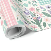 Pastelbloemen Patchwork inpakpapier (Rol Hoek)