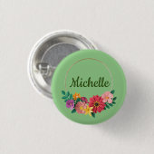 pastelbloemen personaliseren ronde button 3,2 cm (Voorkant /achterkant)