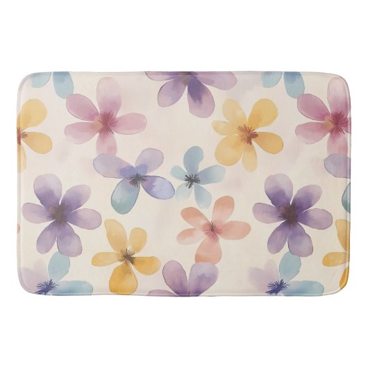 Pastelbloemen Retro Hippie bloemen Badmat (Voorkant)