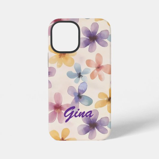 Pastelbloemen Retro Hippie bloemen iPhone Hoesje (Achterkant)