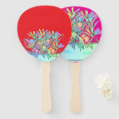 Pastelbloemen rood handwaaier (Voorkant en achterkant)