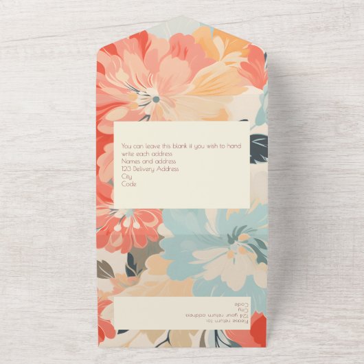  pastelbloemen trouwuitnodiging en RSVP All In One Uitnodiging (Buitenkant)