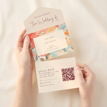 pastelbloemen trouwuitnodiging en RSVP