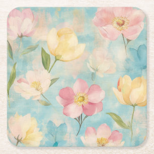 Pastelbloemen. Tuin schoonheid.  Kartonnen Onderzetters
