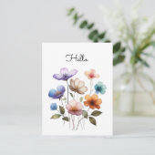 Pastelbloemen Waterverf Illustratie Aanpassen Briefkaart (Staand voorkant)