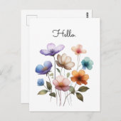 Pastelbloemen Waterverf Illustratie Aanpassen Briefkaart (Voorkant / Achterkant)