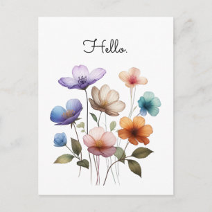 Pastelbloemen Waterverf Illustratie Aanpassen Briefkaart