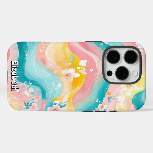 Pastelbloemengolven Case-Mate iPhone Case (Achterkant (horizontaal))