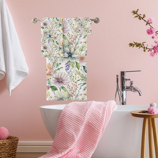 pastelbloemmotief bad handdoek