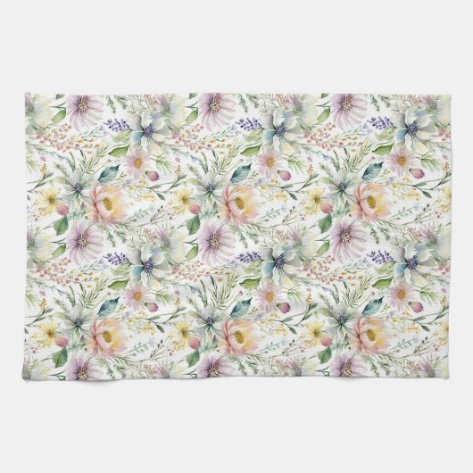pastelbloemmotief theedoek (Horizontaal)