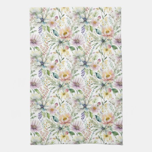  pastelbloemmotief theedoek (Verticaal)