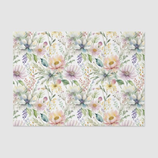  pastelbloemmotief tissuepapier (Voorkant)