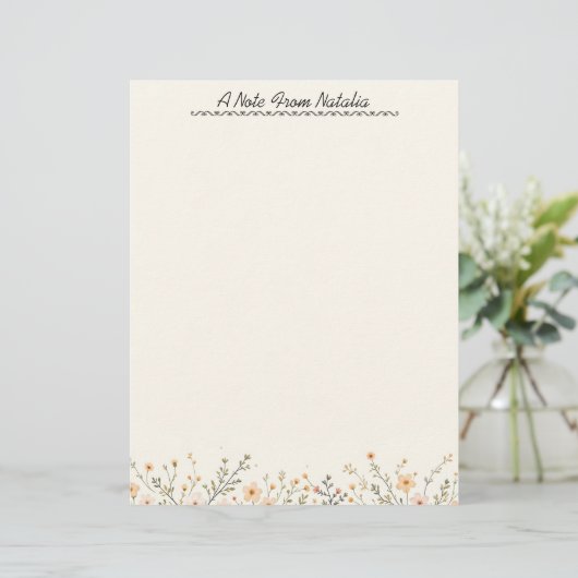 pastelbloemrand briefhoofd (Staand voorkant)