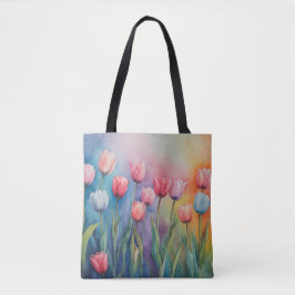 pastelbloesem tulpen tote bag