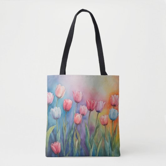 pastelbloesem tulpen tote bag (Voorkant)