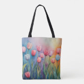 pastelbloesem tulpen tote bag (Achterkant)