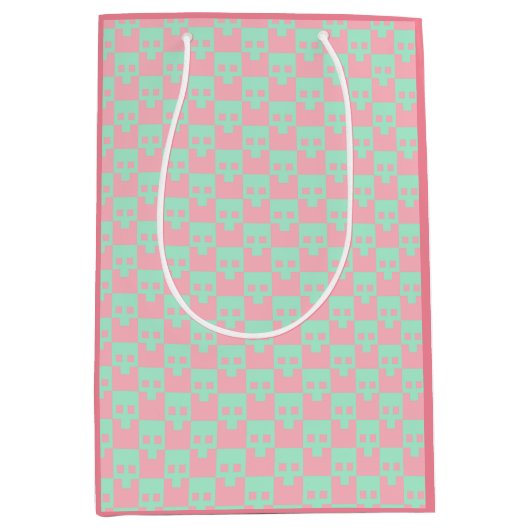 Pastelblok schedels in roze en munt medium cadeauzakje (Voorkant)