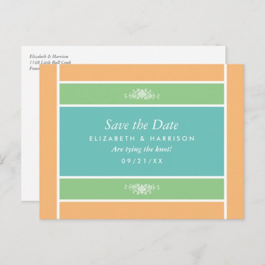 Pastelblok - Tropische kleuren - Sla de datum op Aankondigingskaart (Voorkant / Achterkant)