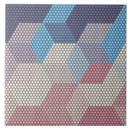 pastelblokjes en hexagons patroonachtergrond tegeltje