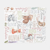 Pastelbosdieren gepersonaliseerde naam collage fleece deken (Voorkant (Horizontaal))