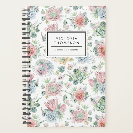 Pastelbotanische Waterverf vetplanten Patroon Planner (Voorkant)
