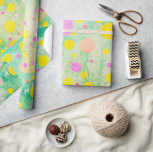 Pastelcirkels op groene achtergrond Helder  Cadeaupapier