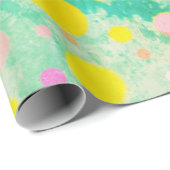 Pastelcirkels op groene achtergrond Helder  Cadeaupapier (Rol Hoek)