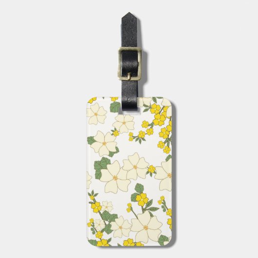  pastelcitroengeel bloemontwerp bagagelabel (Voorkant verticaal)